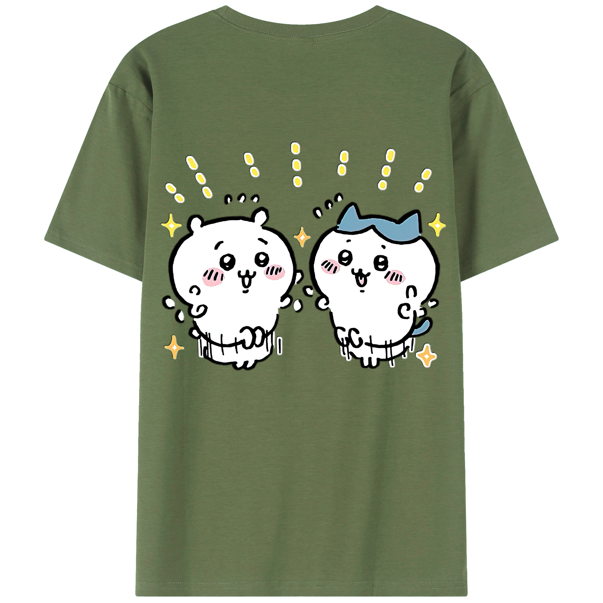 （画像用） ちいかわ ハチワレ Chii-kawa hachiware 綿100％ メンズ半袖Tシャツ（バックプリント） 通気性